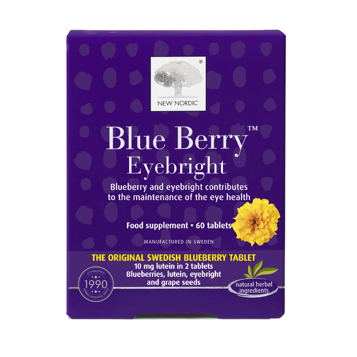 New Nordic Blue Berry™ Eyebright tablets with blueberries and herbs, help maintain eye health and vision.