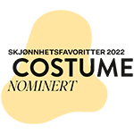 Badge showing Costume Skjønnhetsfavoritter 2022 nomination with stylised graphic background.