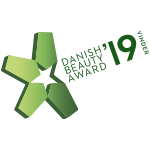 Logo showing Danish Beauty Award Winner 2019 with green star-shaped graphic.