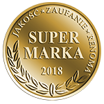 Gold award seal displaying Super Marka 2018 quality certification.