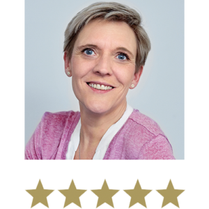 Fat Burner™ 1 Middle-Aged Woman smiling with five stars beneath