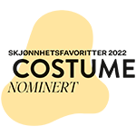 Badge showing Costume Skjønnhetsfavoritter 2022 nomination with stylised graphic background.