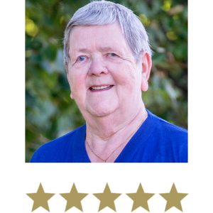 Fat Burner™ 4 Older Woman smiling in nature with five stars beneath