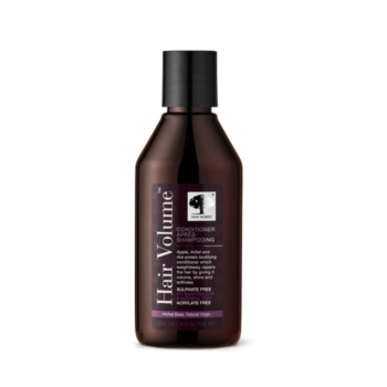 New Nordic Hair Volume⢠Conditioner repairs and nourishes hair with apple, millet, and rice protein, adding volume, shine, and softness. Image of product.