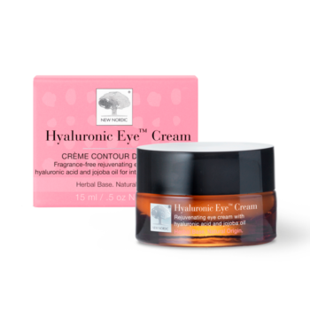 New Nordic Hyaluronic Active™ Eye Cream, moisturises, smooths, and brightens skin around the eyes with hyaluronic acid, jojoba oil, and sea buckthorn.