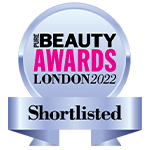 Badge showing Pure Beauty Awards London 2022 shortlisted.