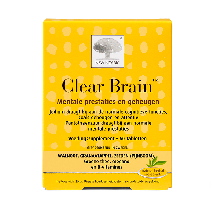 di_webpackshot_clearbrain_60_NL New Nordic Clear Brain™ tablets help maintain cognitive function, mental performance, and reduce fatigue with B vitamins.