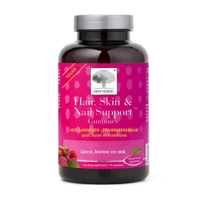 di_webpackshot_hairskinnailsupport_gummies_60_nl Image of New Nordic Hair, Skin & Nail Strong™ Gummies, help maintain healthy hair, skin, and nails with biotin, zinc, and millet.
