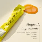 Magical ingredients of Collagen Shot™, including hydrolysed marine collagen, acerola extract and vitamin c.