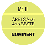 Logo with the text Årets Bedste Nomineret, highlighting award nomination.