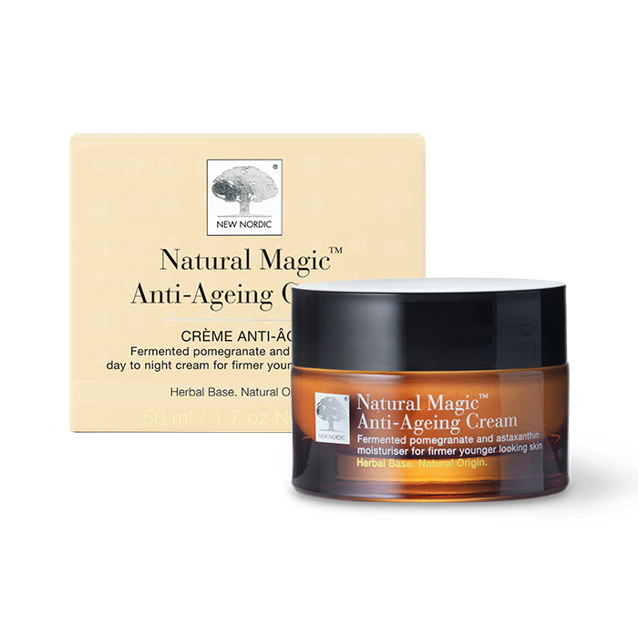 Natural Magic™: The Difference is Noticeable 5 New Nordic Natural Magic™ Anti-Ageing Cream, reduces wrinkles while moisturizing, firming, smoothing, and brightening skin with pomegranate, astaxanthin, and sunflower oil.