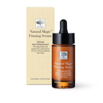 New Nordic Natural Magic™ Firming Serum, firms, lifts, and reduces fine lines with pomegranate, hyaluronic acid, and sea buckthorn.