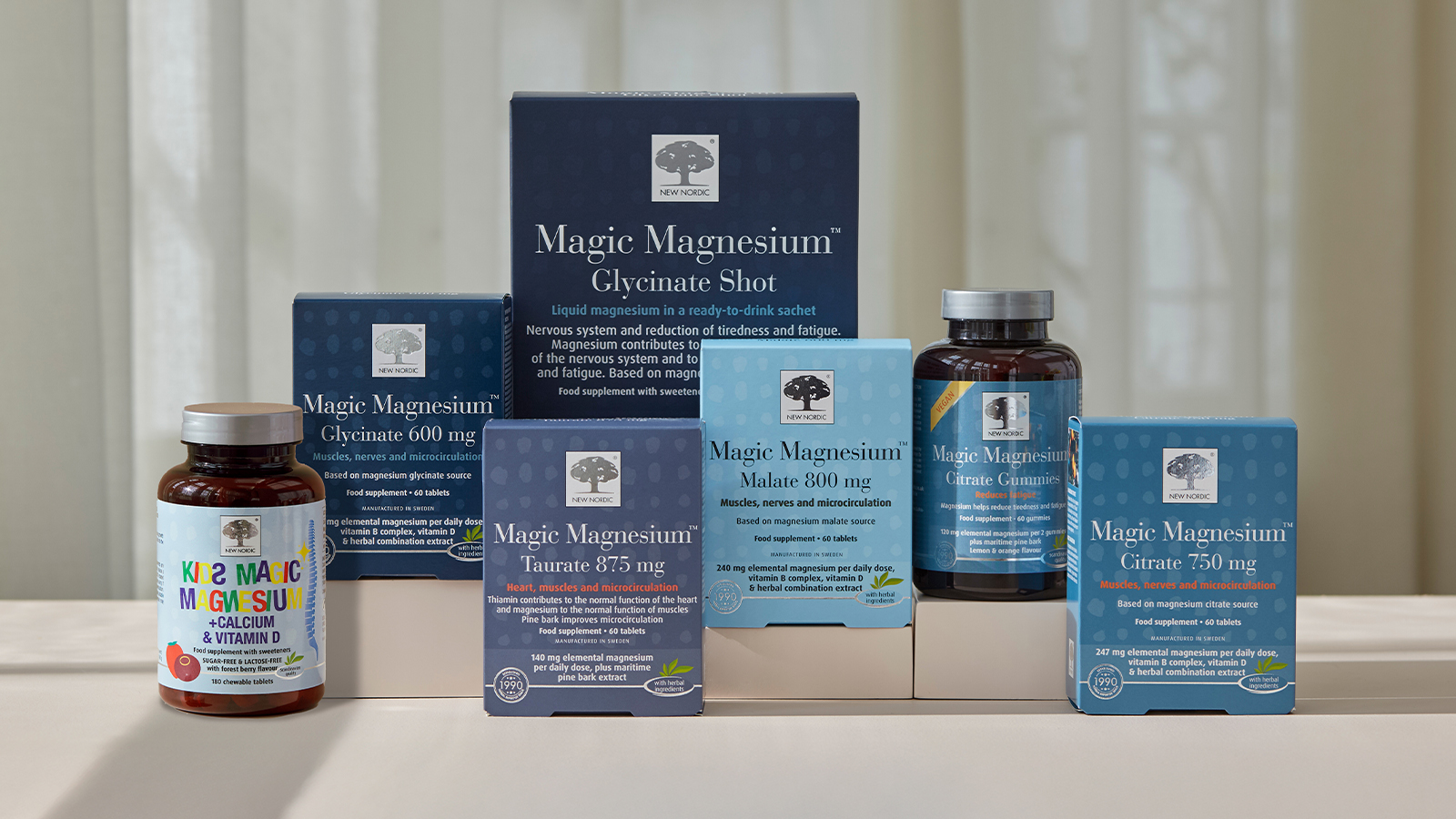 Active Magnesium™ Malate 13 A wide range of products from the New Nordic Magic Magnesium™ series.