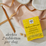 Melissa Dream™ verpakking met twee tabletten en tekst slechts 2 tabletten per dag.