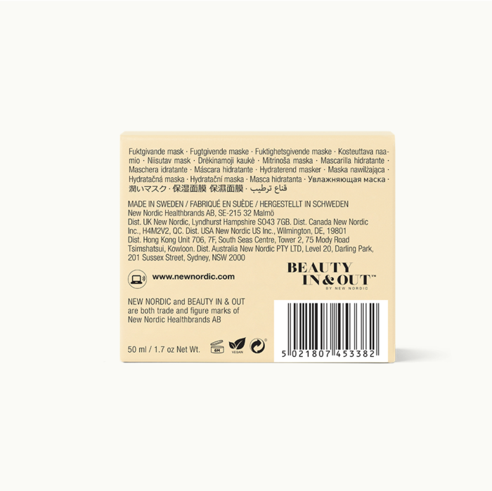 Achterkant van de verpakking van Natural Magic™ Intense Marine Mask.