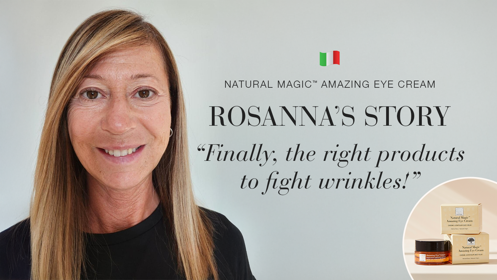 Natural Magic anti-ageing skin care testimonial Rosanna's story quote