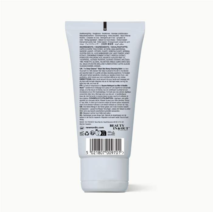 Back of Deep Cleanse™ Black Bee Honey Cleansing Balm package.