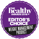 The Healthy Awards 2018 logo met tekst editor’s choice weight management product.