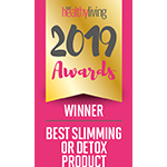 Healthy Living Awards 2019 logo met tekst winnaar beste afslank- of detoxproduct.